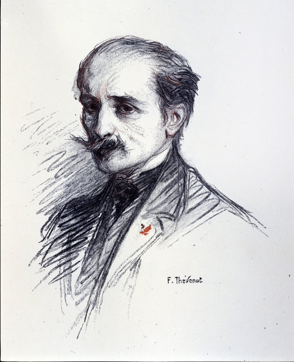 Porträtt av Edmond Rostand. (1868-1918) Teckning av Thévenot François (1856-1943). av Francois (after) Thevenot