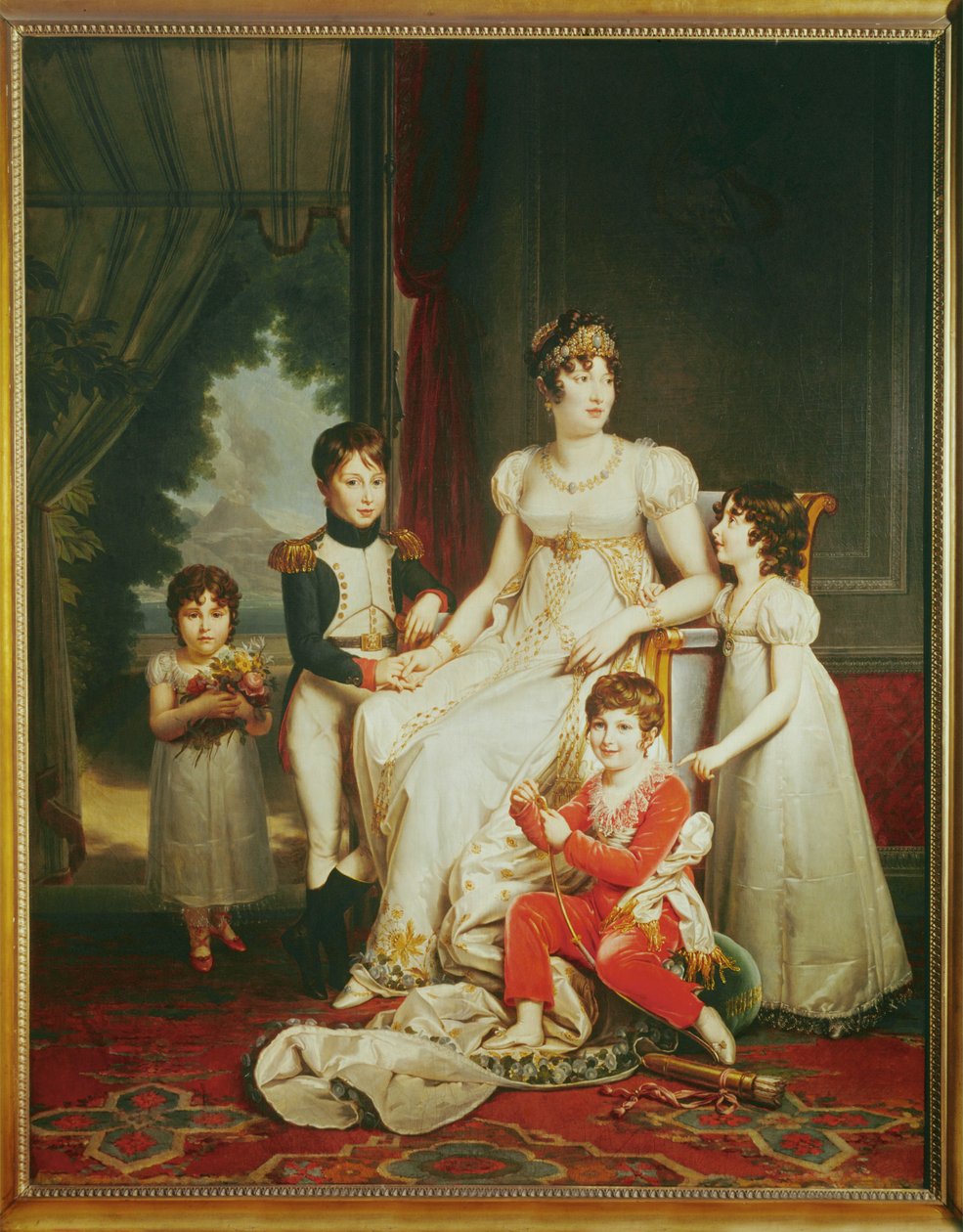 Caroline Bonaparte, syster till Napoleon, drottning av Neapel med sina barn... av Francois (school of) Gerard