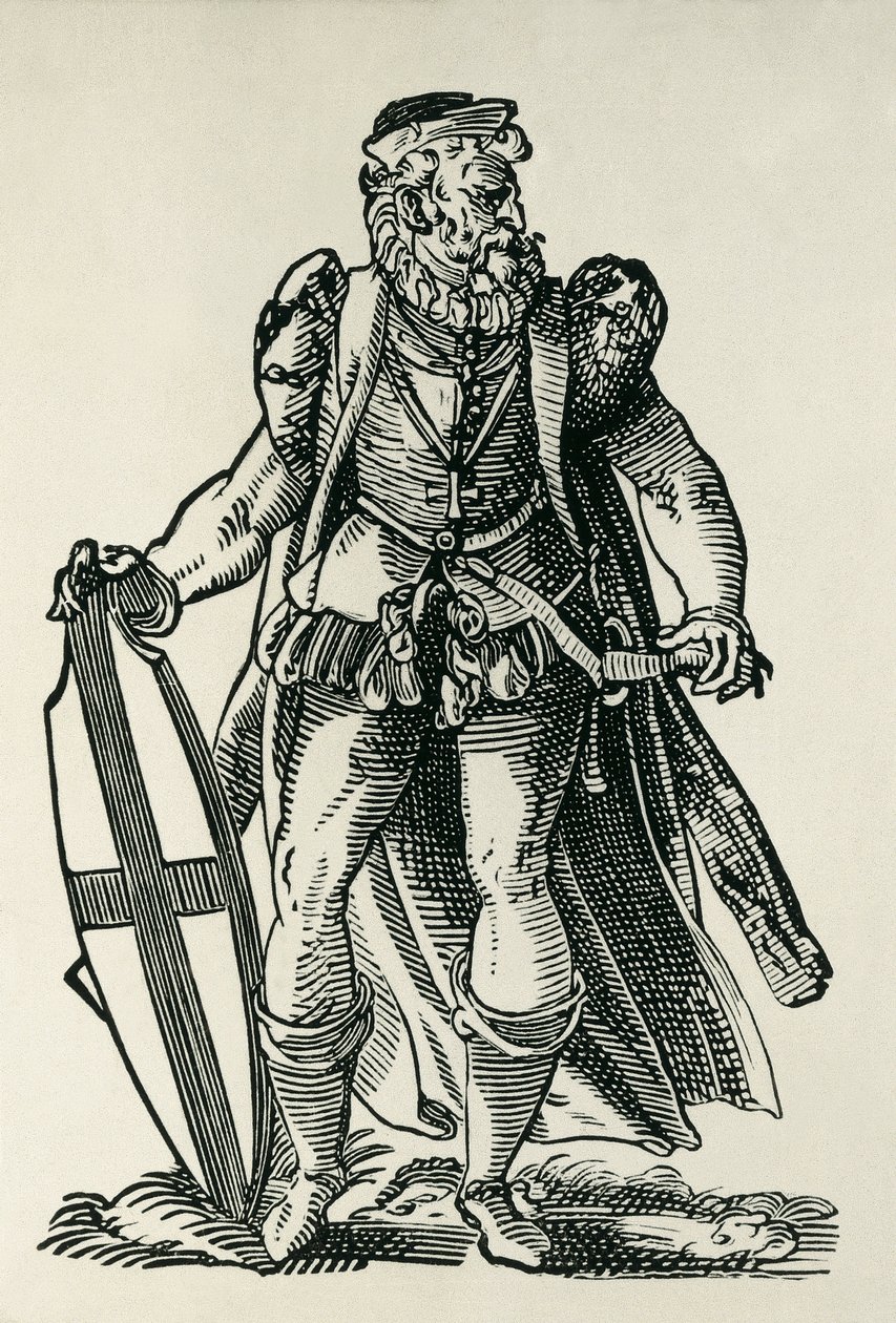 Riddare av Tyska orden. Illustration till "Cleri totius Romanae subiecti Ecclesiae", av Francois modius och Jost Amman. Frankfurt. 1585. Xylografi. FRANKRIKE. ILE-DE-FRANCE. Paris, Frankrike. Nationalbiblioteket av Francois & Amman Jost (1539 91) Modius