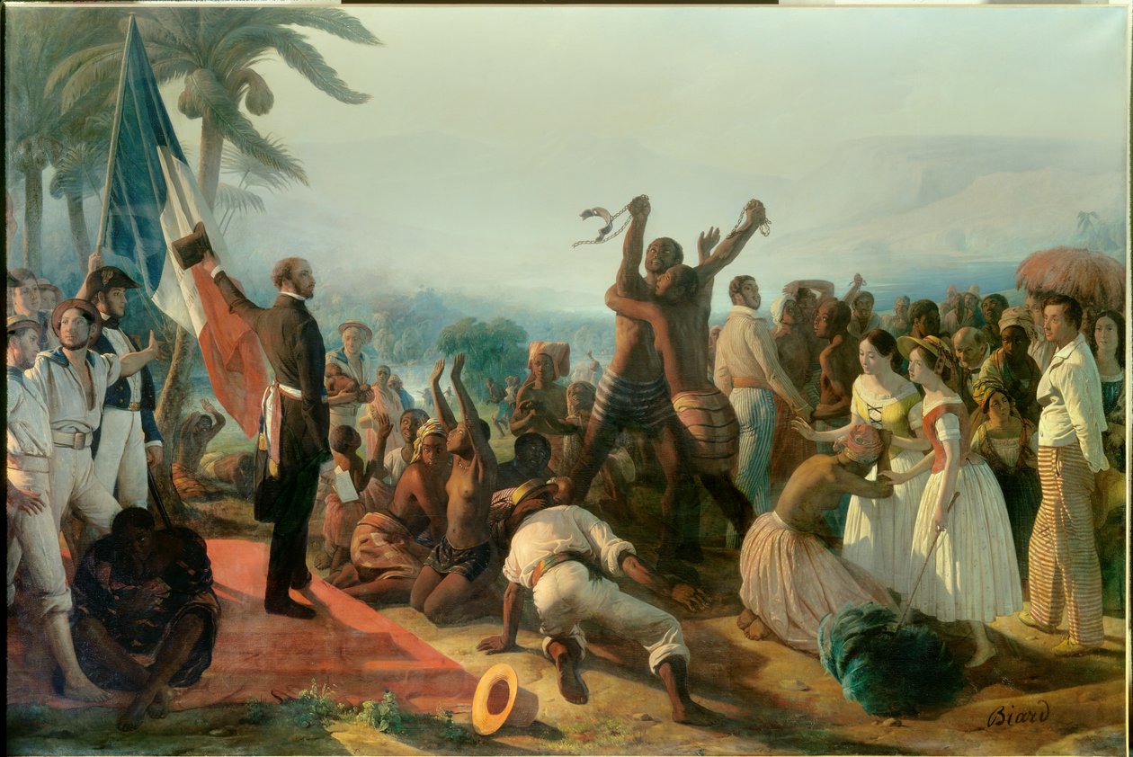 Tillkännagivande om avskaffandet av slaveriet i de franska kolonierna den 23 april av François Auguste Biard