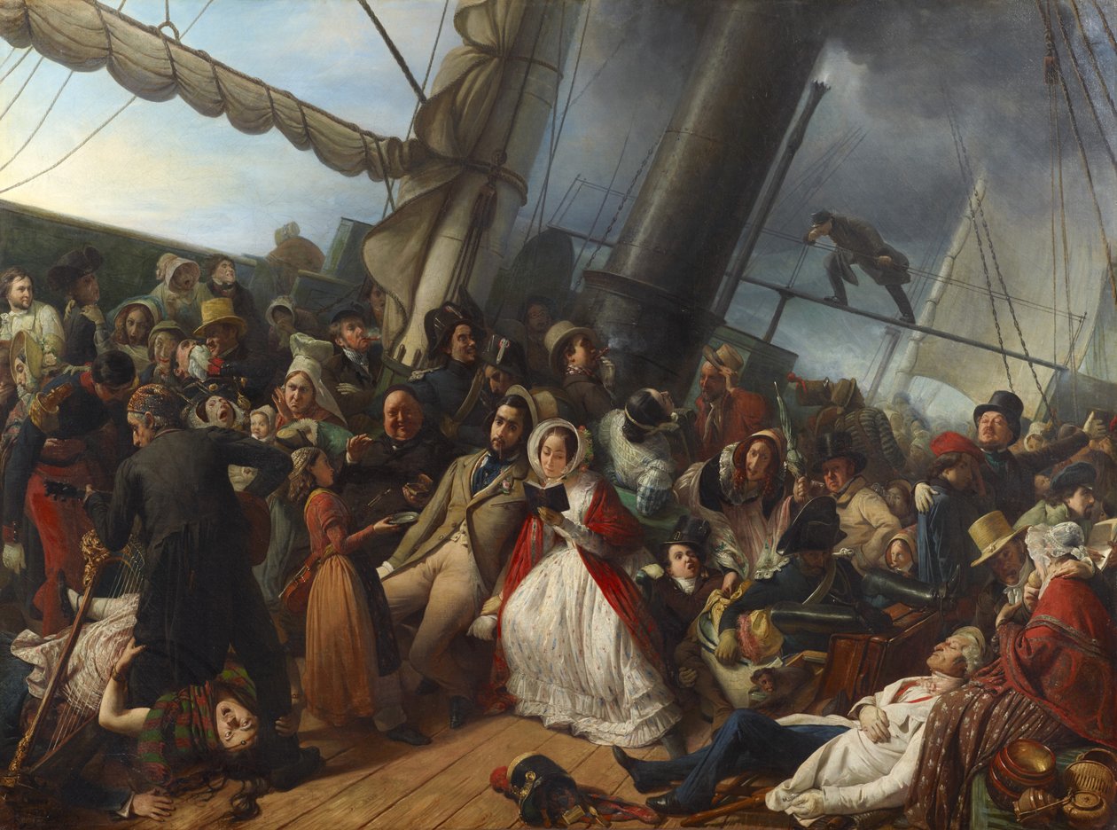 Sjösjuka på en engelsk korvett av François Auguste Biard