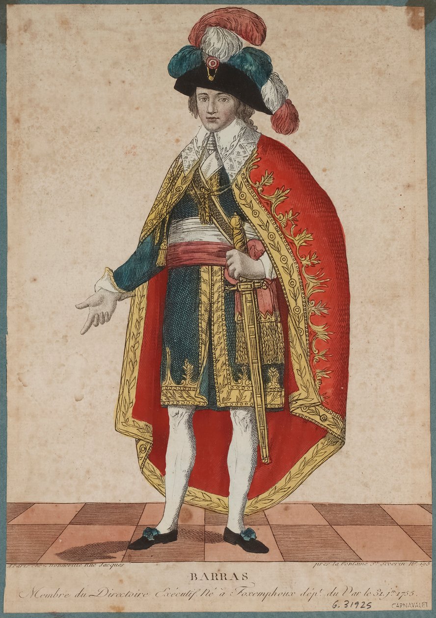 Porträtt av Paul de Barras 1755-1829, ca. 1795. av Francois Bonneville