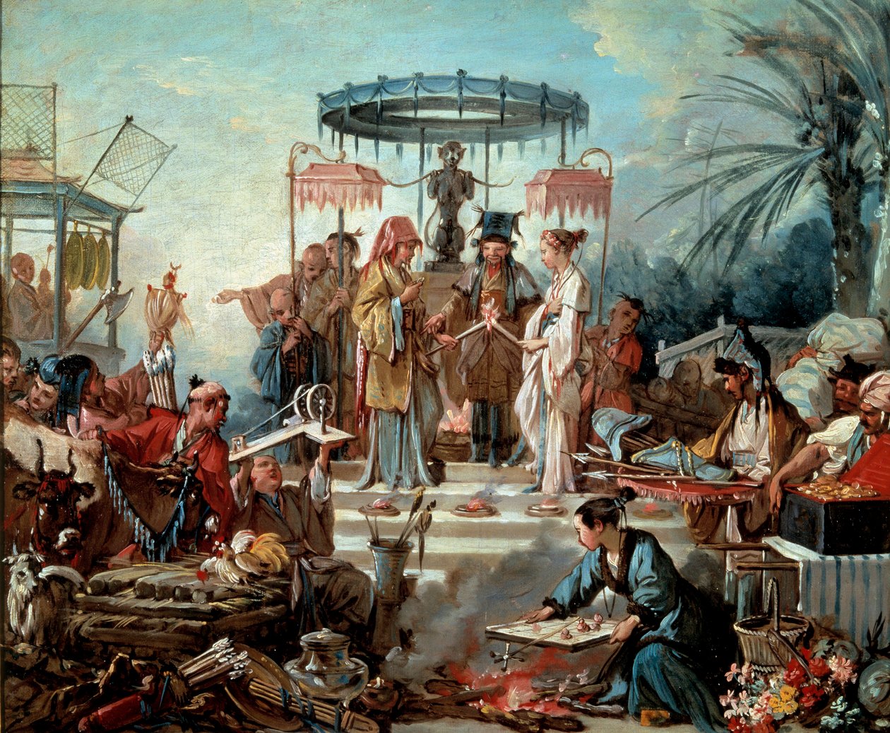Kinesisk bröllopsscen bröllop vid kejsarens hov av Kina. Målning av Francois Boucher (1703-1770) 1740 Besançon, Musee des Beaux Arts av François Boucher