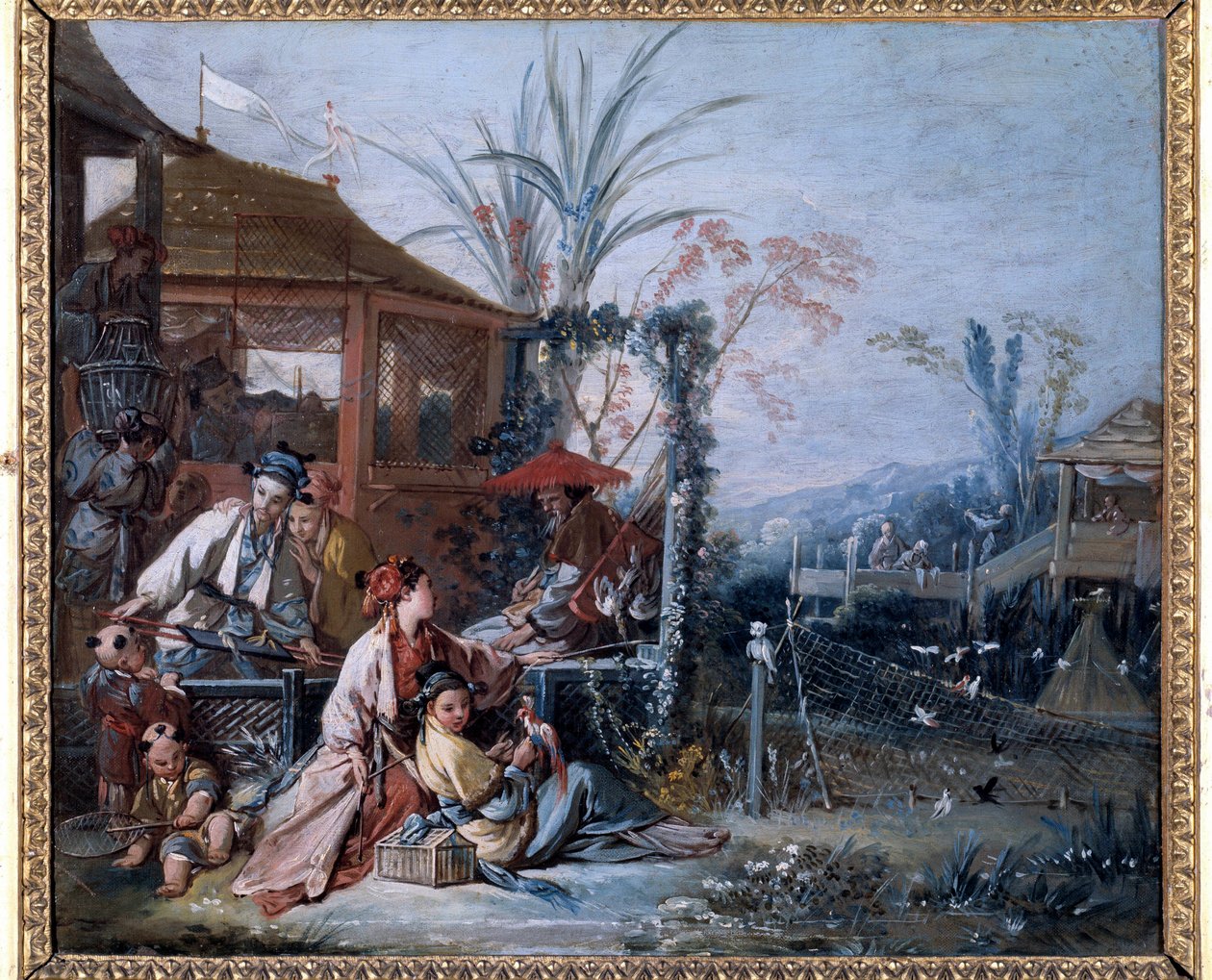 Chinoiserie: "" Jakten"" Målning av Francois Boucher (1703-1770). Besancon Museum of Fine Arts av François Boucher