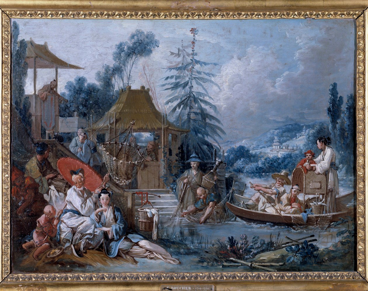 Chinoiserie: ""fiske"" Målning av Francois Boucher (1703-1770) av François Boucher