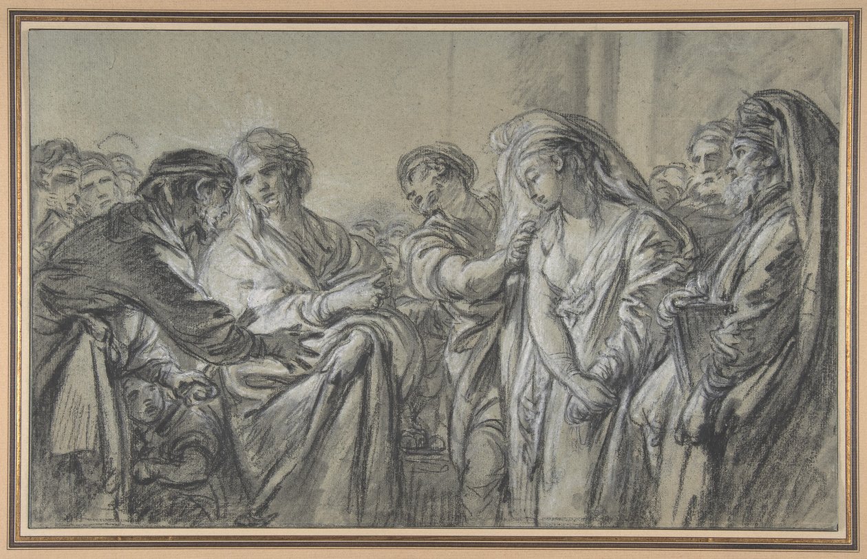 Kristus och kvinnan som ertappats med äktenskapsbrott av François Boucher