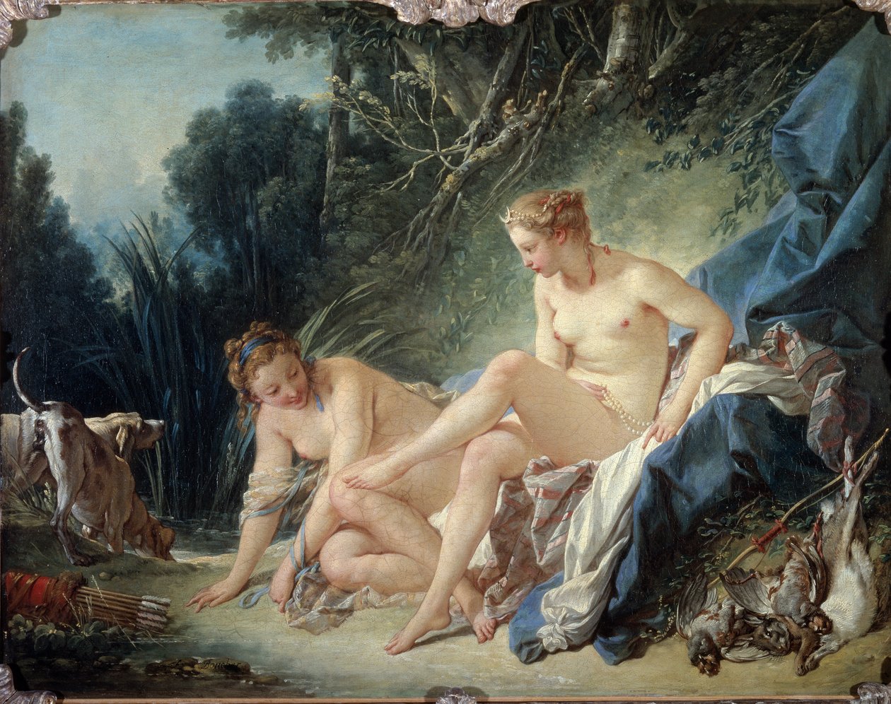 Diana lämnar badrummet - olja på duk av François Boucher