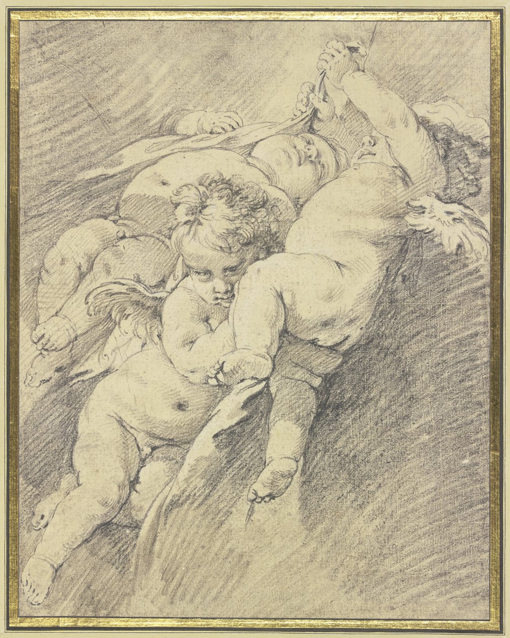 Tre änglar som svävar i luften av François Boucher