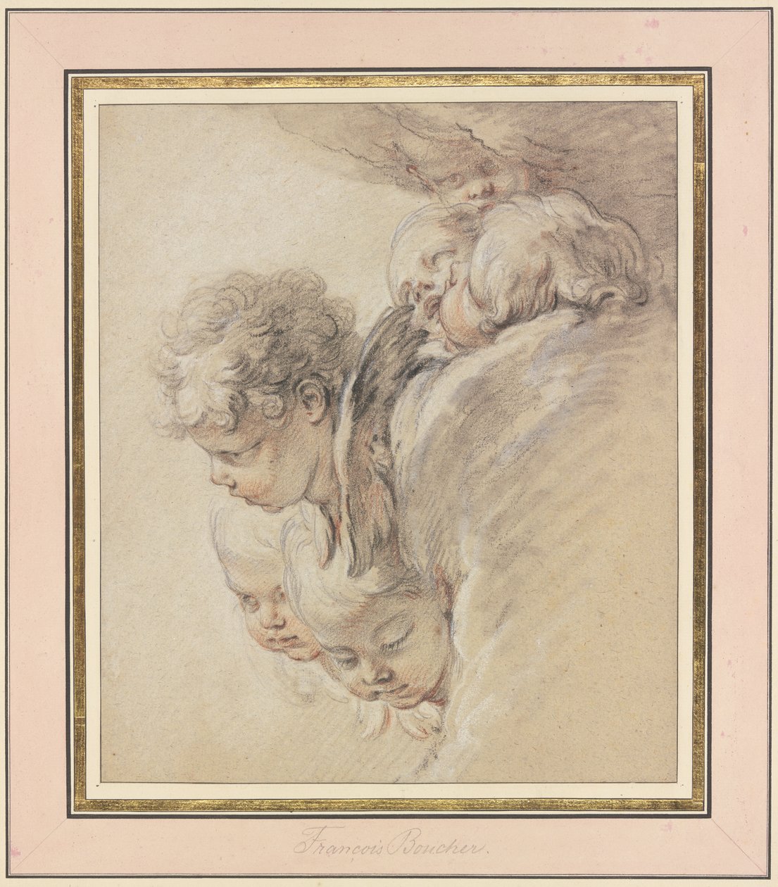 Änglahuvuden i molnen (Kristi födelse) av François Boucher