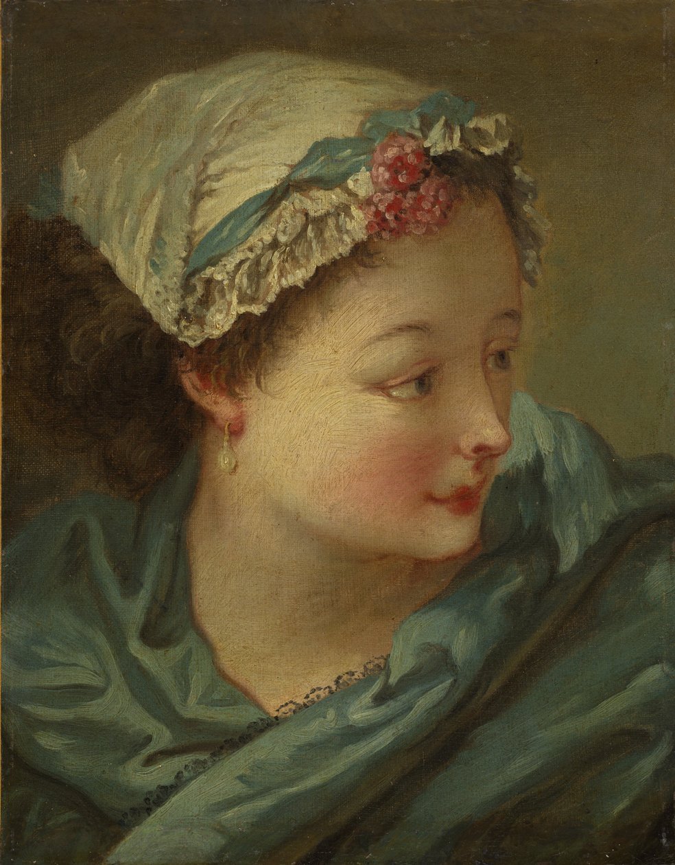 Huvud av en ung kvinna, tidigt 1730-tal (olja på duk) av François Boucher