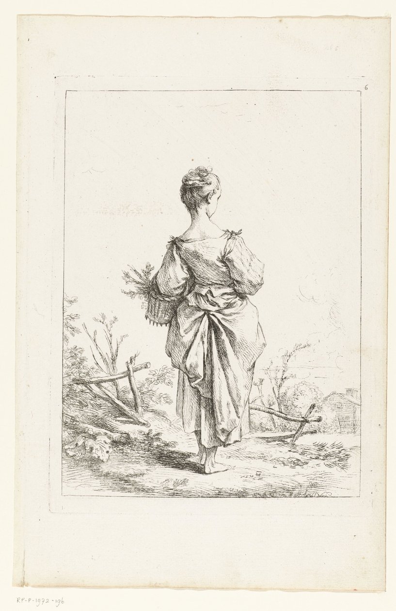 Ung flicka med en korg av François Boucher