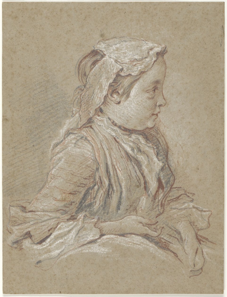 Ung kvinna med spetsmössa av François Boucher