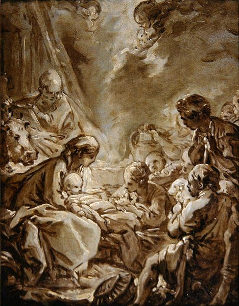 La Lumiere du Monde (olja på papper på panel) av François Boucher