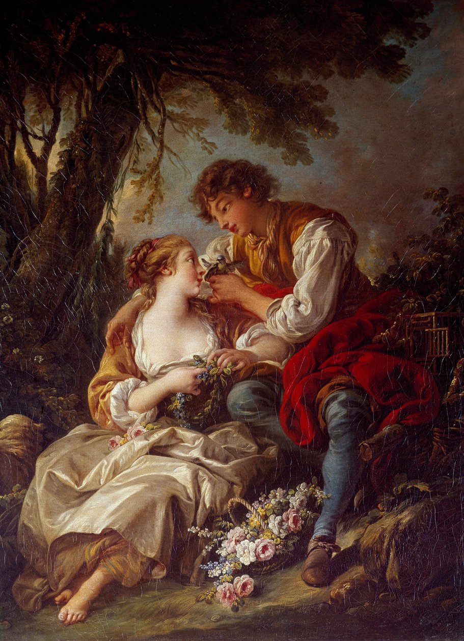 La cage Målning av Francois Boucher (1703-1770) 1763 sön. 0,93x0,73 m av François Boucher