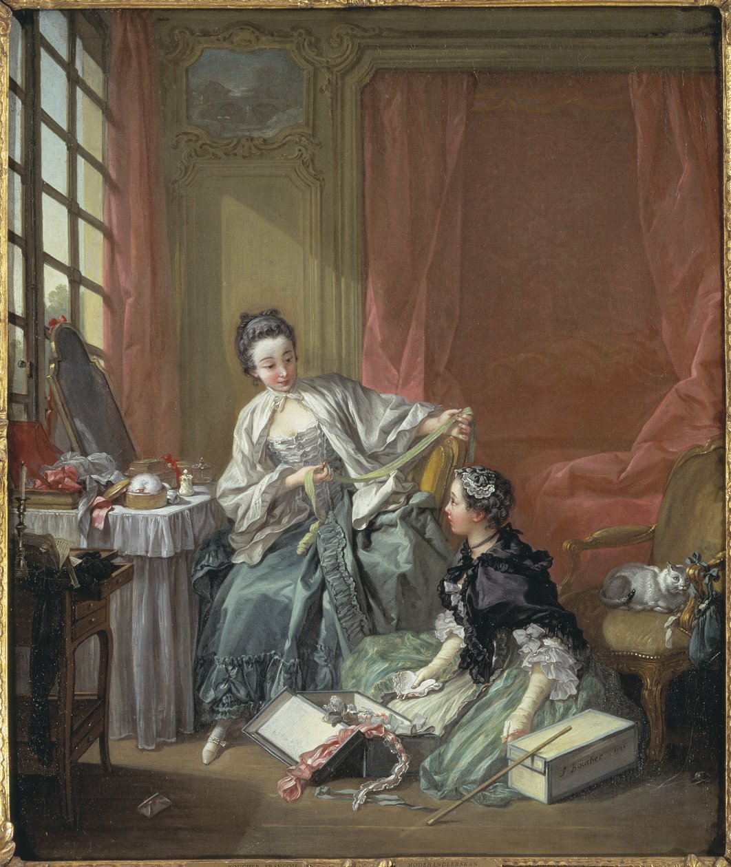 The Milliner - The Milliner, av Boucher, Francois (1703-1770). olja på duk av François Boucher