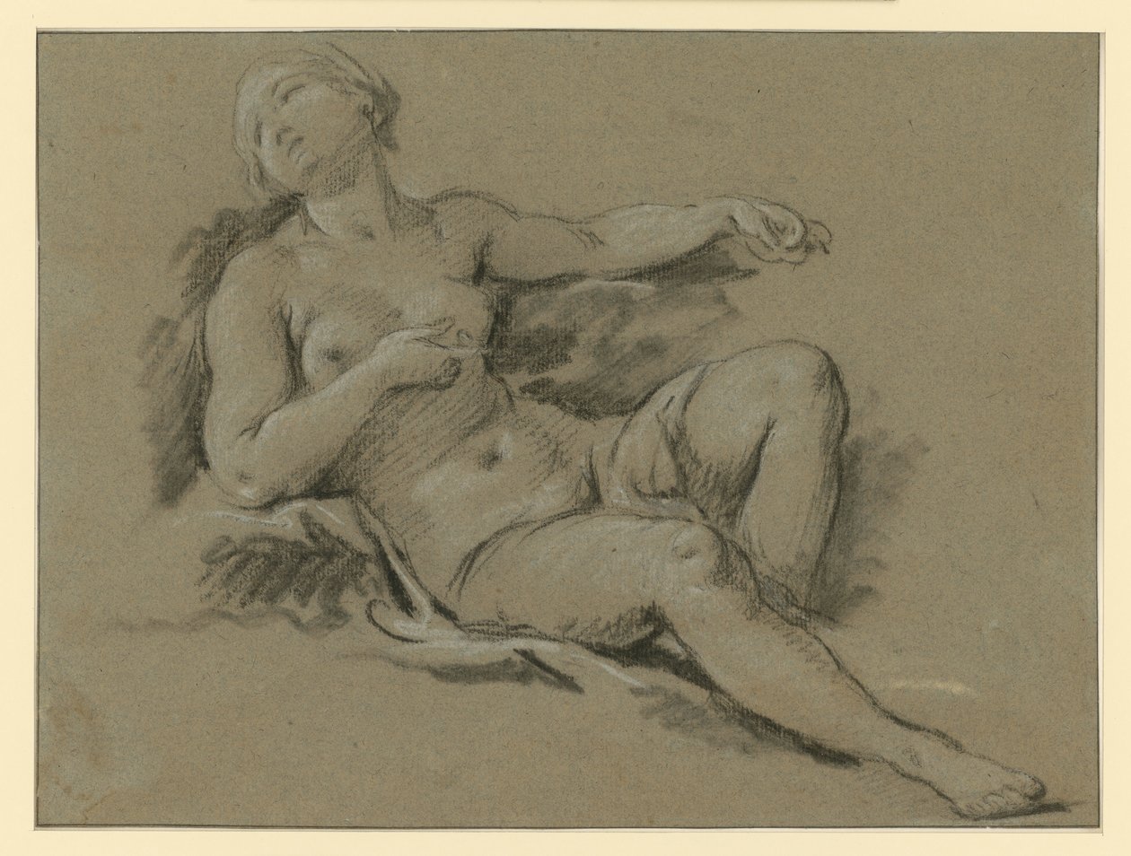 Liggande kvinnlig aktfigur av François Boucher