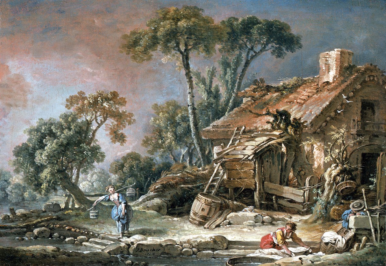 Landskap med bondgård av François Boucher