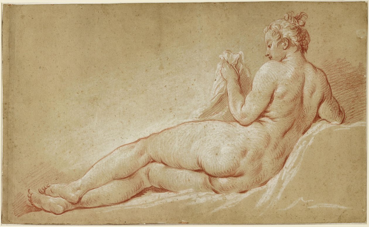Liggande kvinnlig akt, sedd bakifrån av François Boucher