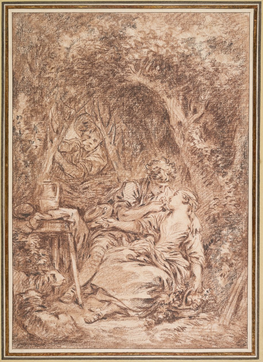 Överraskade älskare (Annette och Lubin) av François Boucher