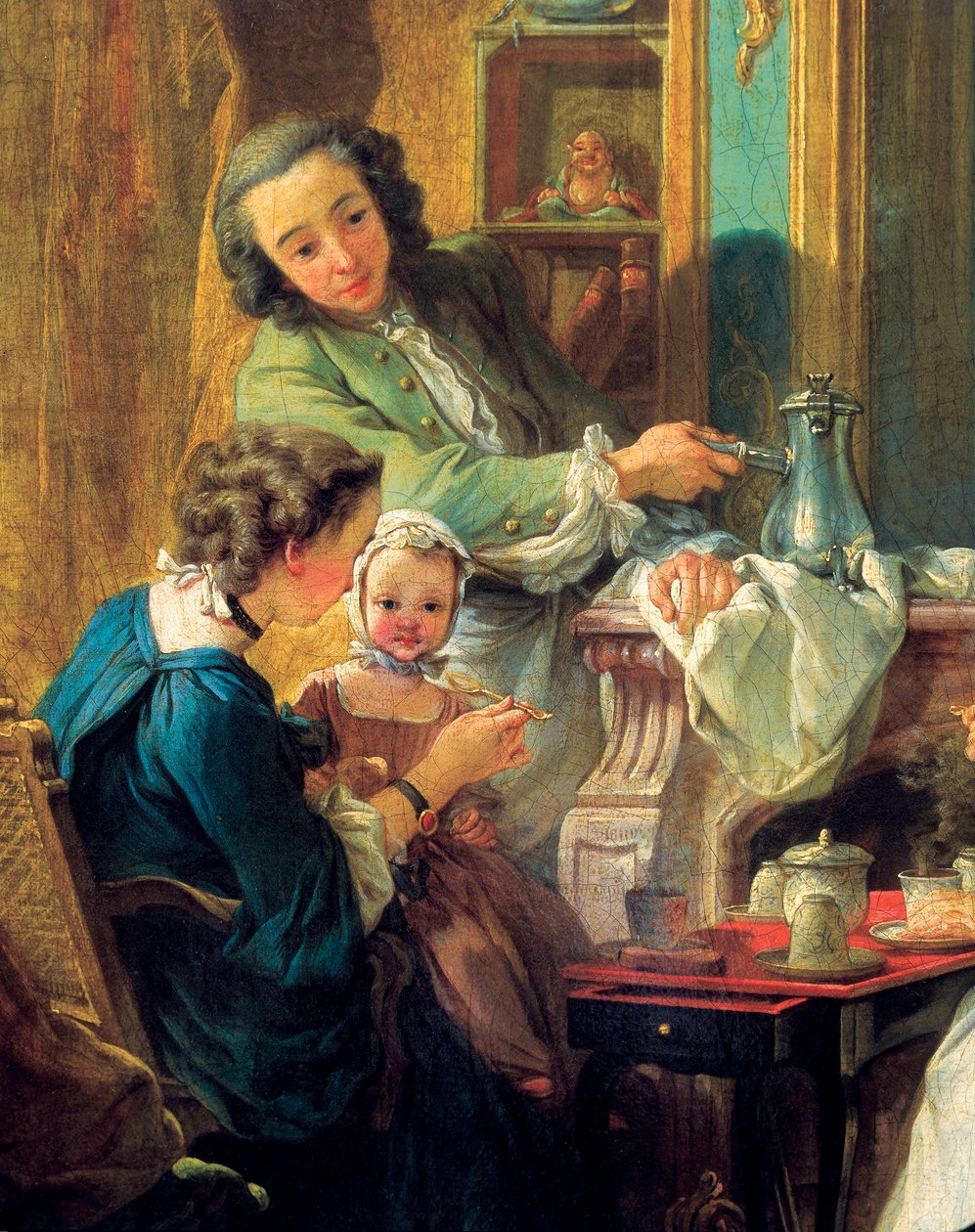 Lunchscen i en borgerlig interiör, detalj 1739 (olja på duk) av François Boucher