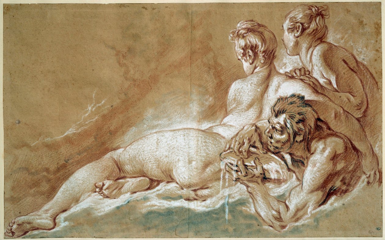 Naiades et triton Teckning i röd krita och penna av Francois Boucher (1703-1770) 1753 Sön. 0,29x0,46 m Paris, Louvren av François Boucher