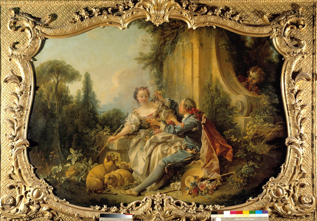 Pastor Gallant Scen Bucolic. Målning av Francois Boucher (1703-1770). 1737-1738. Paris, Riksarkivet av François Boucher