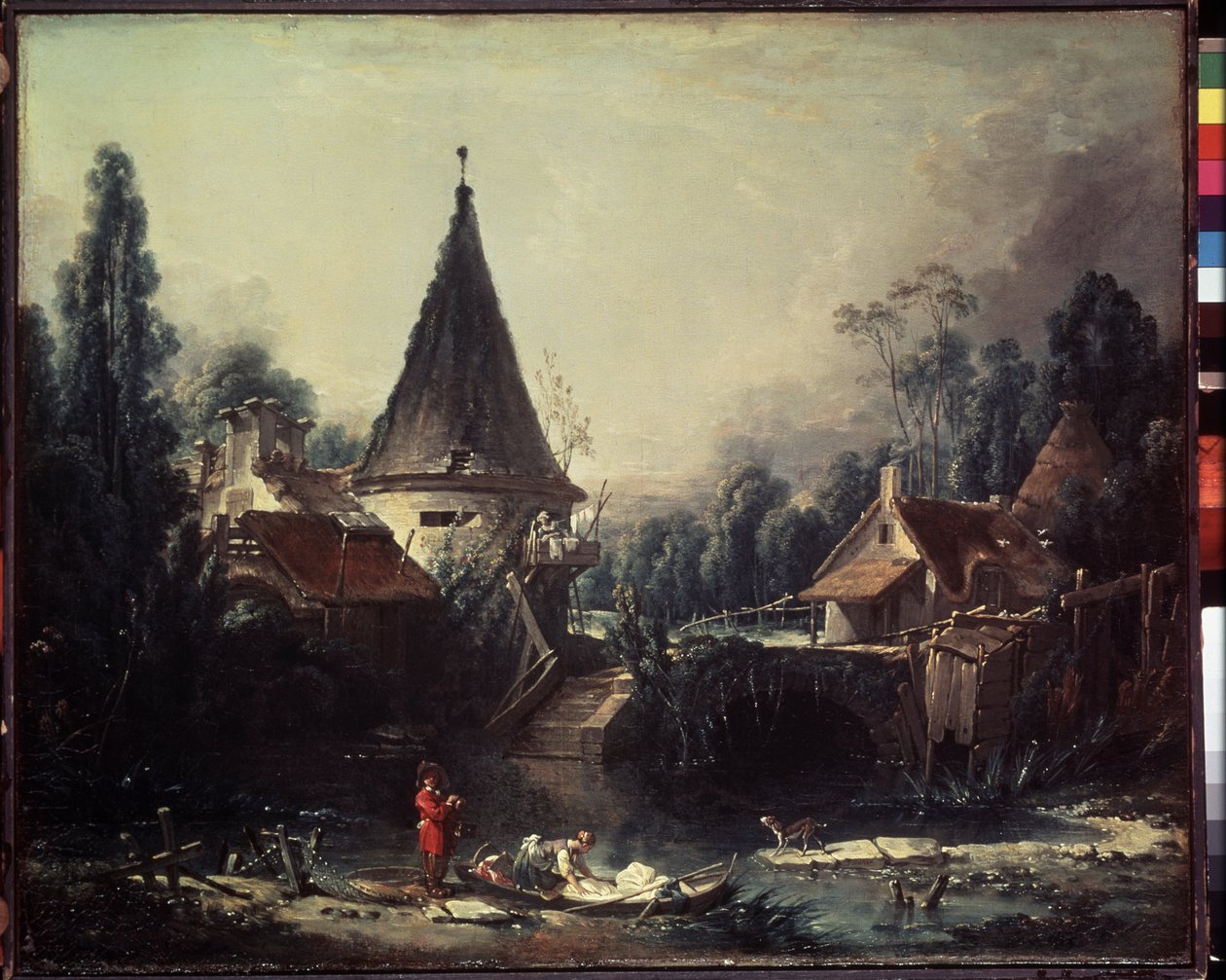 ""Landskap nära Beauvais"" (Landskap nära Beauvais) Målning av Francois Boucher (1703-1770) Omkring 1740 Mått 49x58 cm Eremitagemuseet, Sankt Petersburg (Saint-Petersburg) av François Boucher