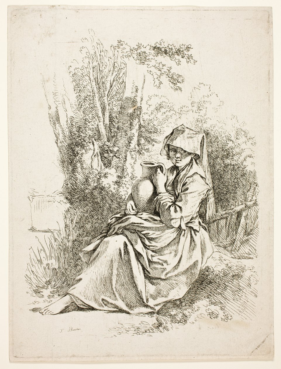 Bondekvinna med en kanna av François Boucher