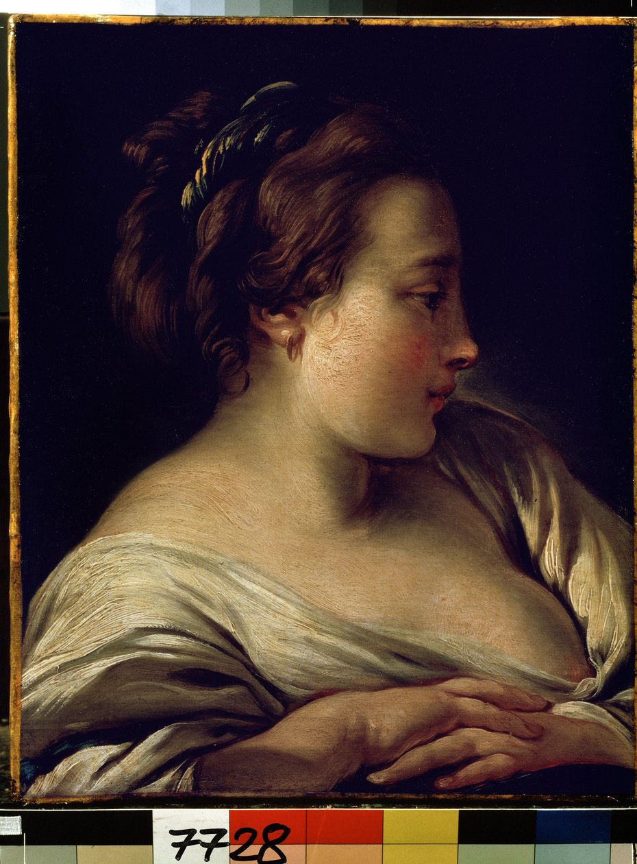 ""Porträtt av en ung flicka"" (Head of a girl) Målning av Francois Boucher (1703-1770) 1740-1750 Dim. 36x28 cm Eremitagemuseet, Sankt Petersburg (Sankt-Petersburg) av François Boucher