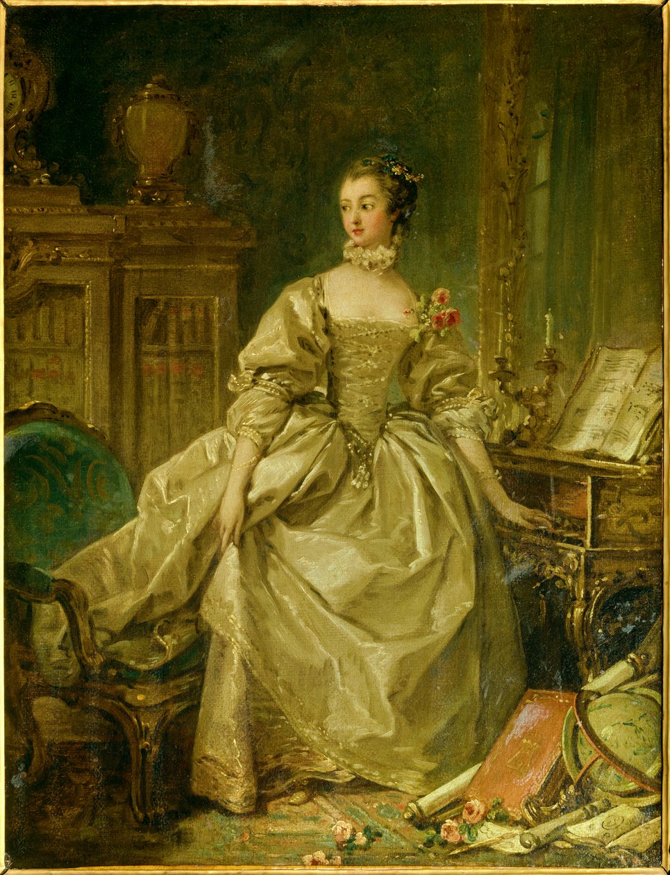Hellängdsporträtt av Jeanne Antoinette Poisson, Marquise de Pompadour (känd som Madame de Pompadour av François Boucher