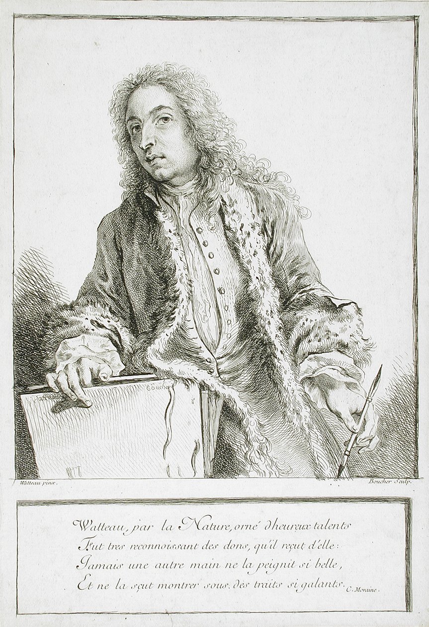 Porträtt av Antoine Watteau av François Boucher