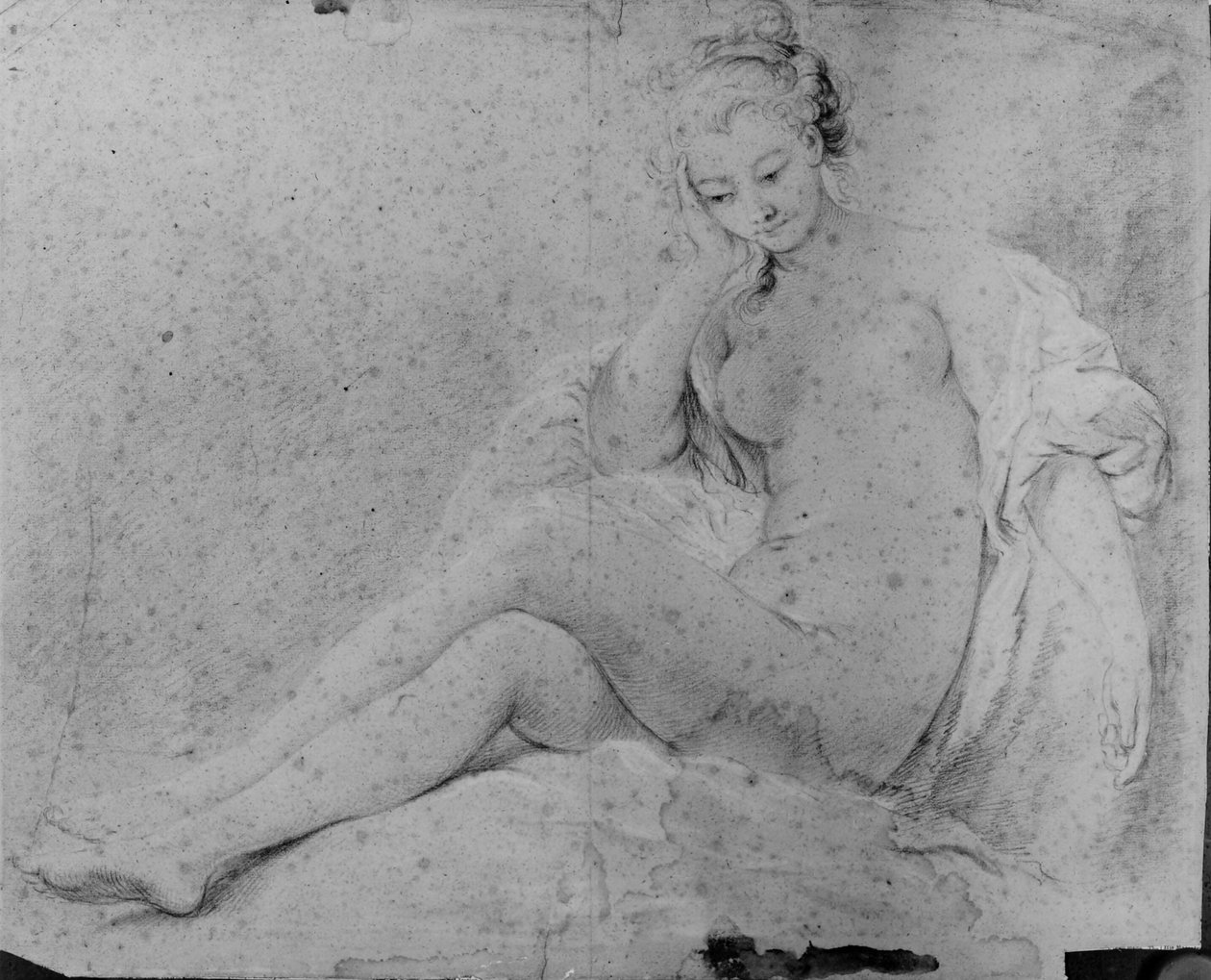 Sittande naken kvinna av François Boucher
