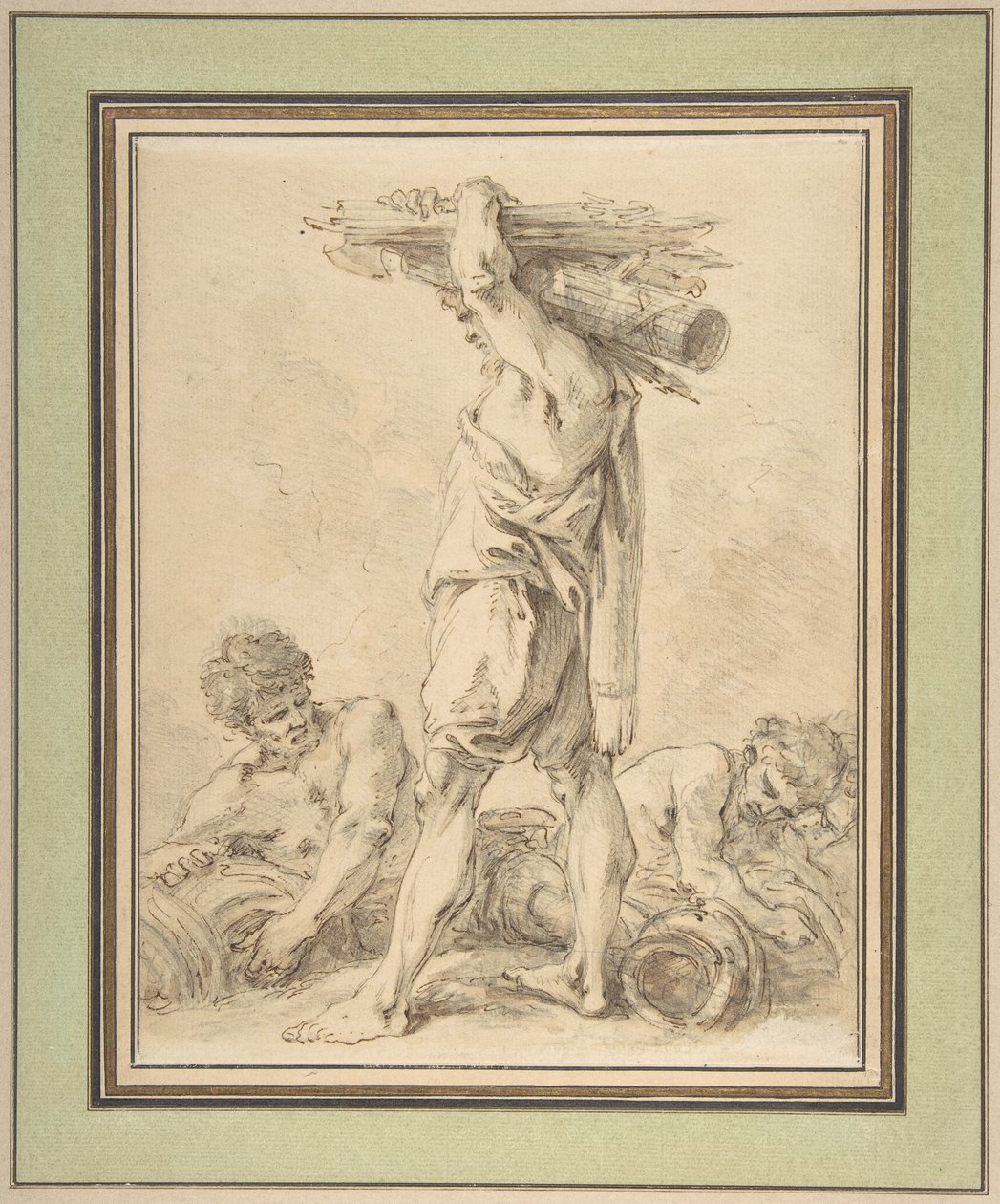Stående man som bär fasces och vapen av François Boucher