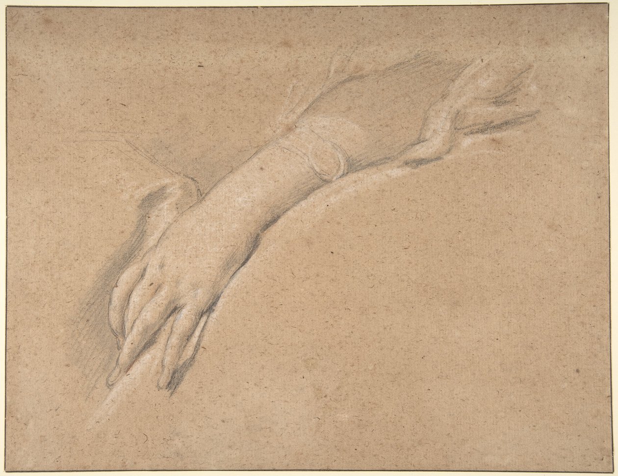 Studie av Mme de Pompadours vänstra hand av François Boucher