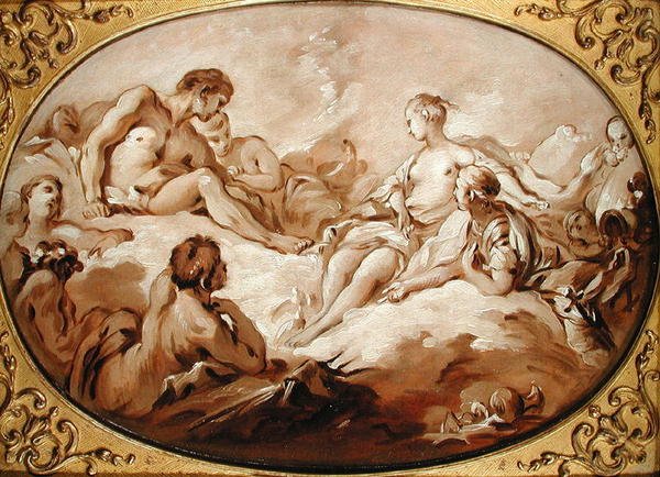 The Apotheosis of Aeneas, eller Aeneas presenterad för gudarna av Venus, ca 1746 (grisaille) av François Boucher