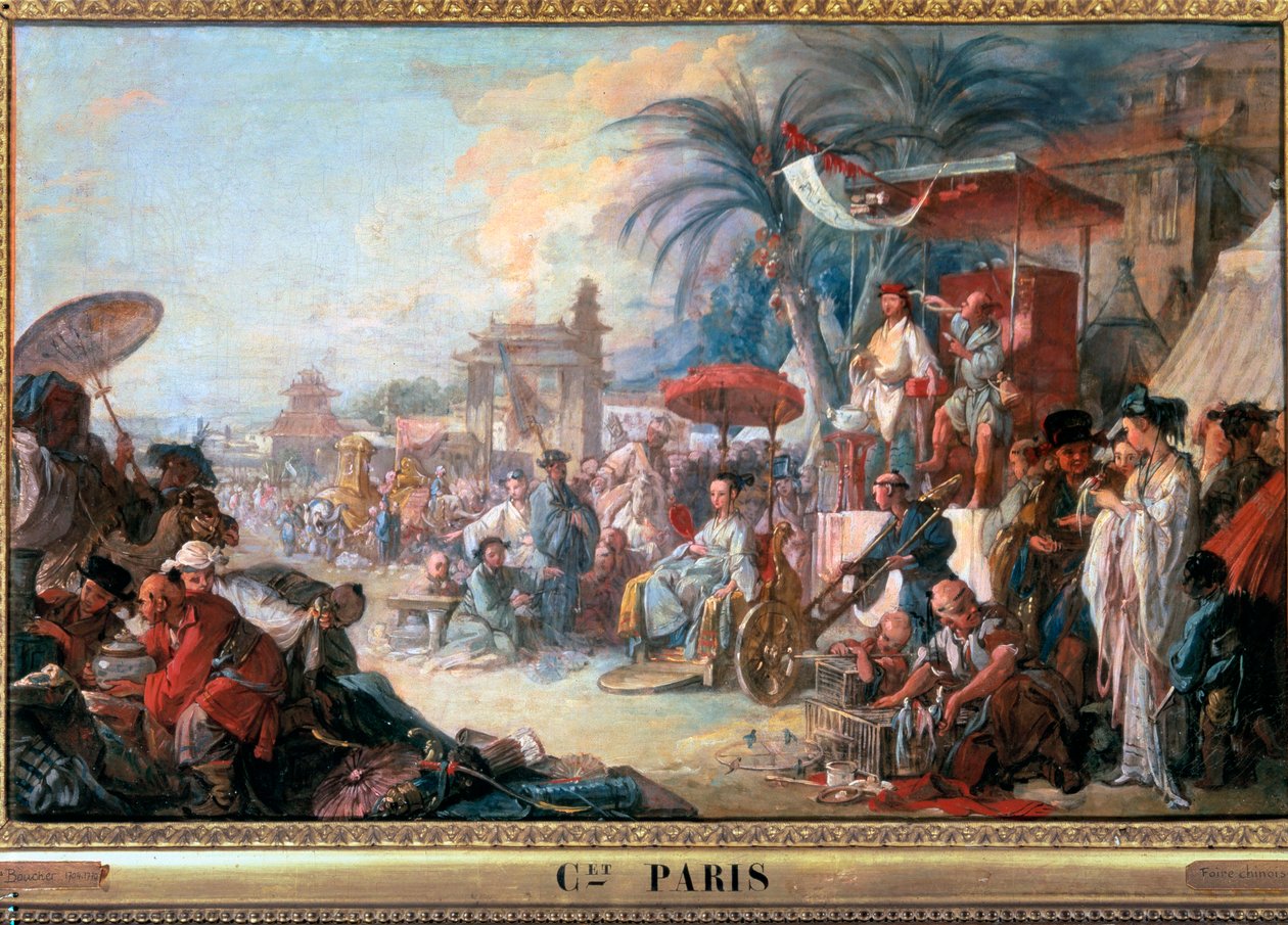 Den kinesiska mässmålningen av Francois Boucher (1703-1770) 1740 Besancon, Museum of Fine Arts av François Boucher