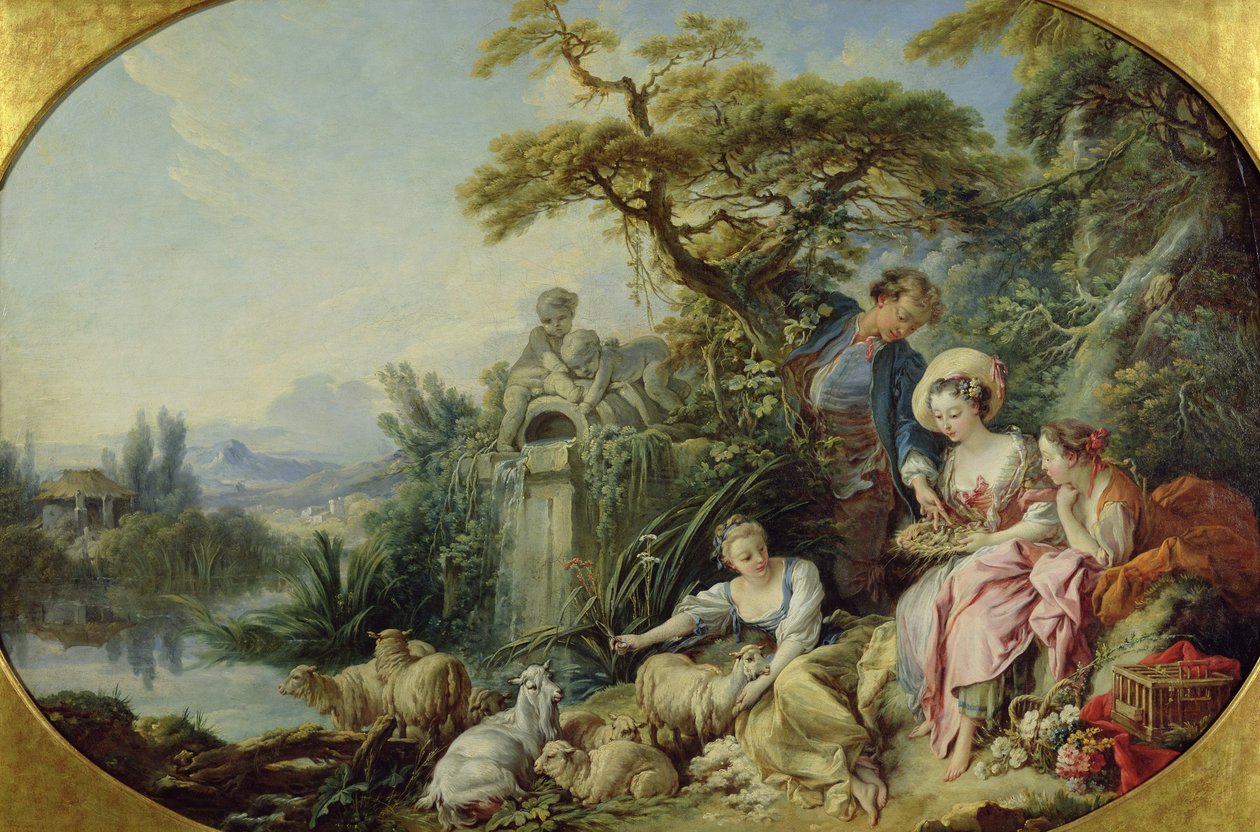 Herdens gåva eller boet (olja på duk) av François Boucher