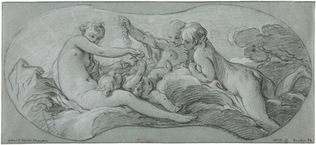 De tre gracerna leker med Amor av François Boucher