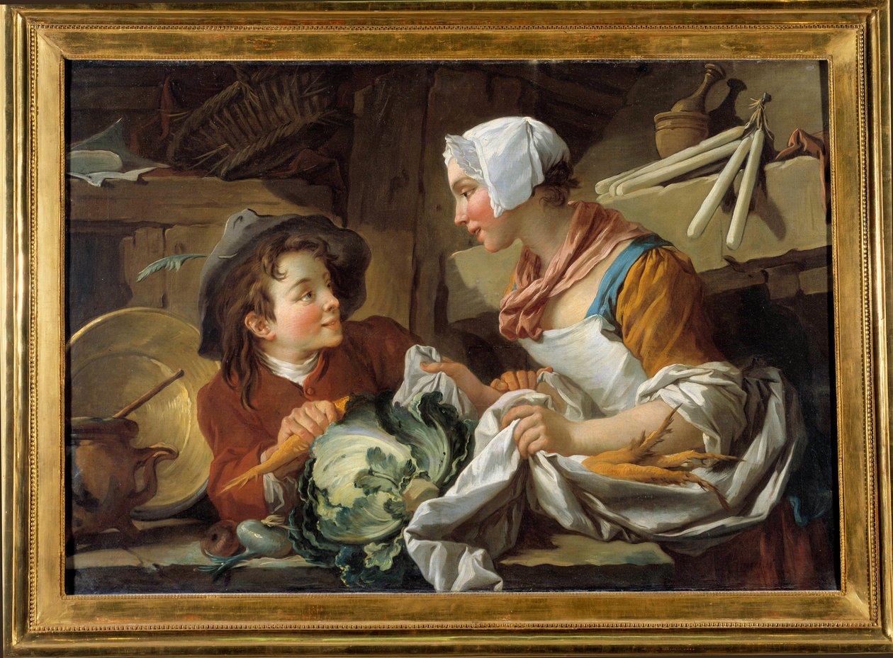 Kocken och en ung man Målning av Francois Boucher (1703-1770) 1735. Musee de Sainte Adress av François Boucher