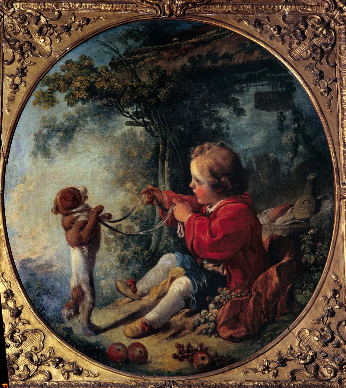 Forskarhunden Målning av Francois Boucher (1703-1770) Choletn Museum of Art and History från 1700-talet av François Boucher