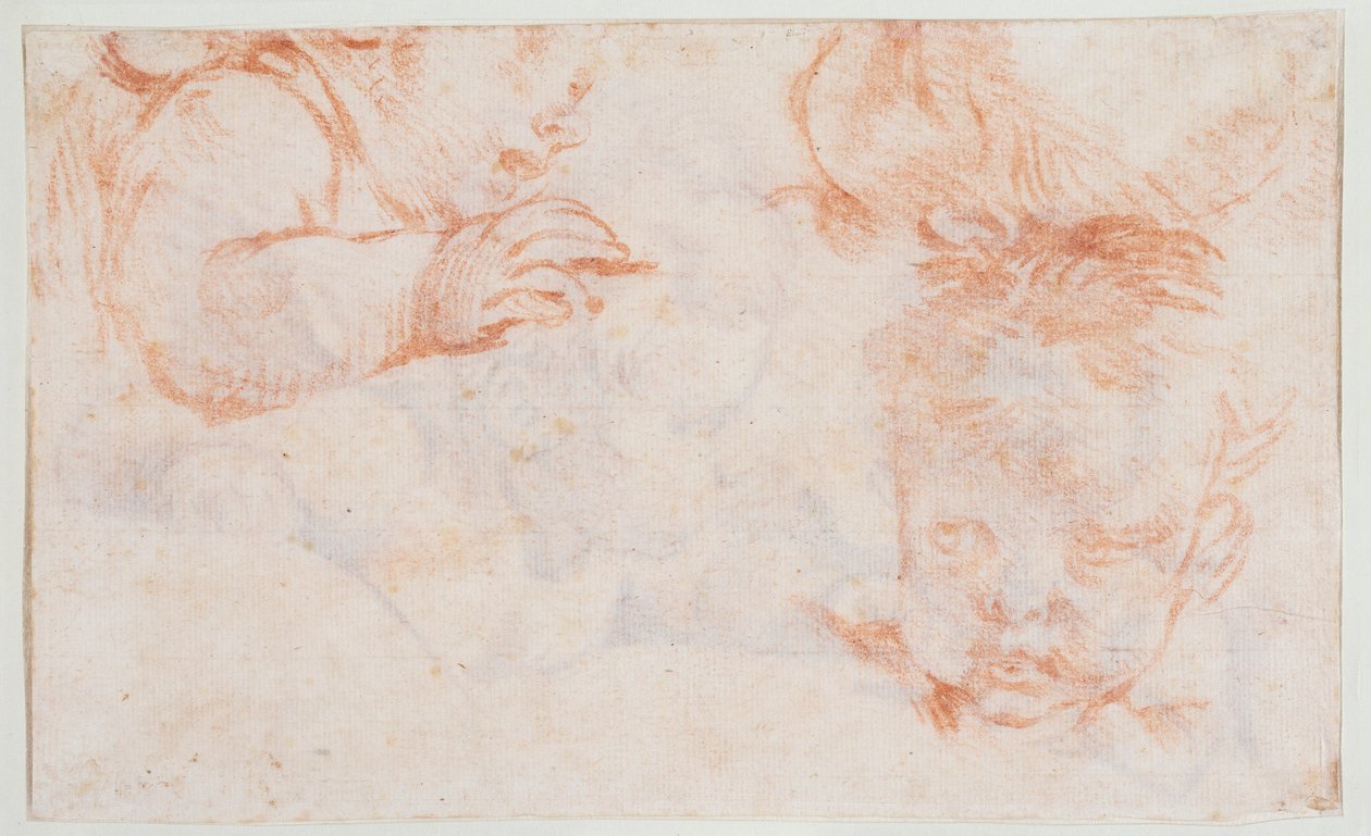 Tre pojkhuvuden. Studier till en dörrpanel på Amalienborg av François Boucher
