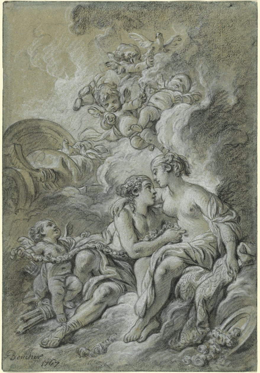 Venus lutade sig mot sin kära Adonis ... av François Boucher