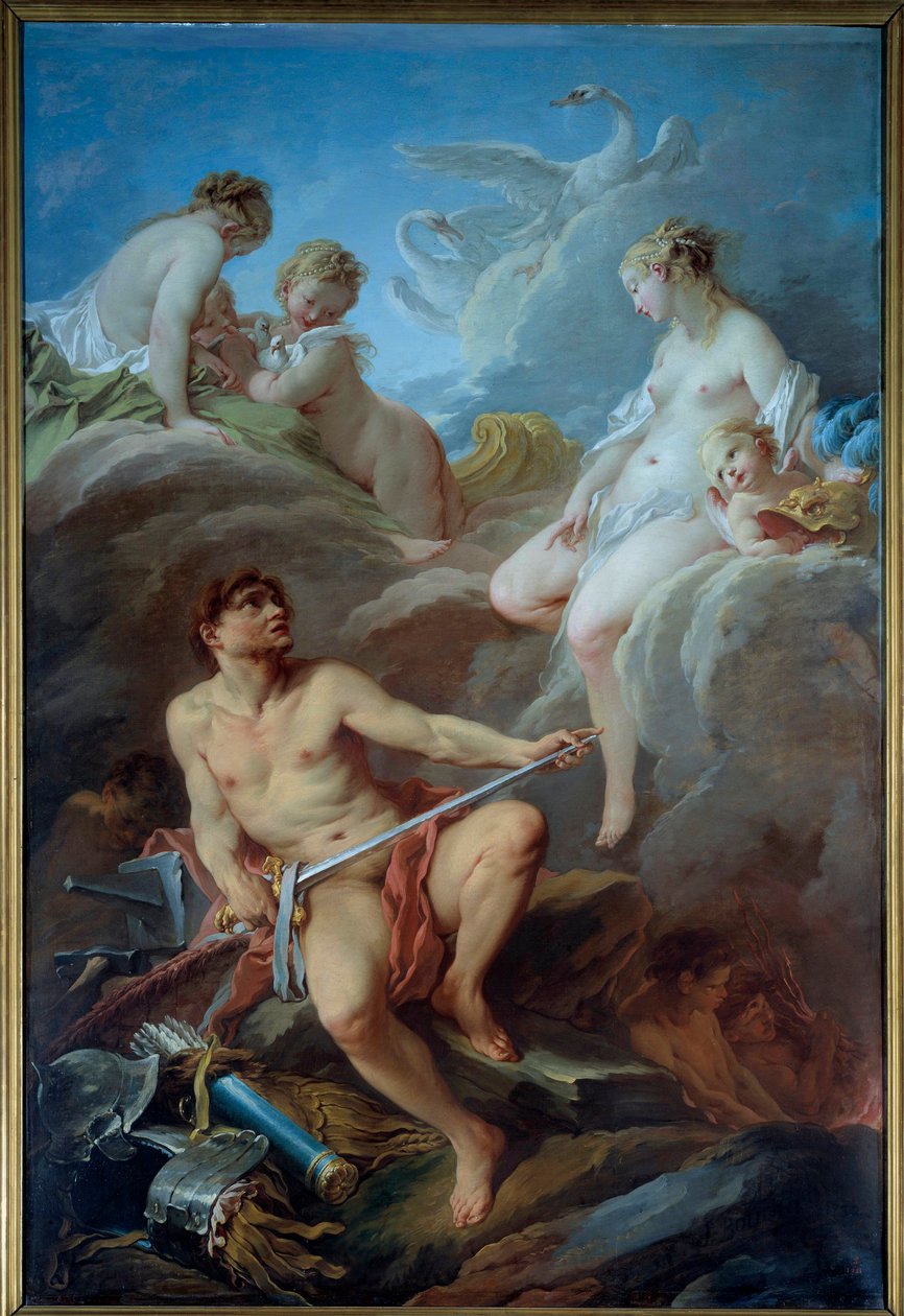 Venus ber Vulcan om vapen för Enee-målning av Francois Boucher (1703-1770) 1732 Sön. 2,52x1,75 m av François Boucher
