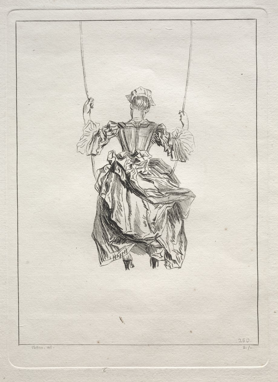 Kvinna på en gunga, sedd bakifrån av François Boucher