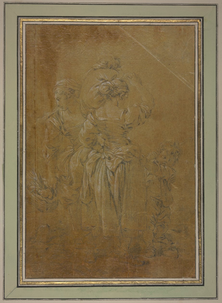 Två bondkvinnor med två pojkar av François Boucher