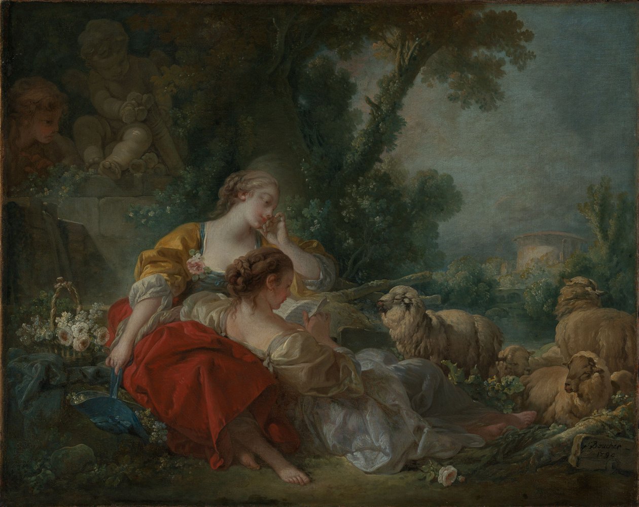 Två herdinnor av François Boucher
