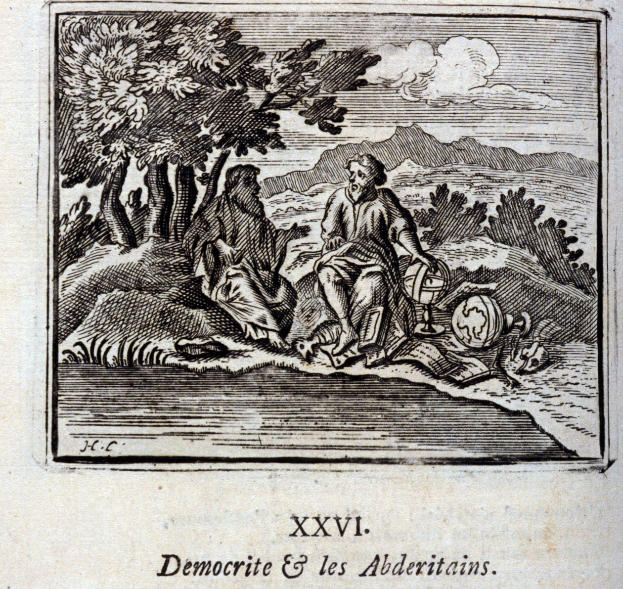 Democrite och abderitanerna. Fabler av Jean de La Fontaine (1621-95). Illustration av François Chauveau (1613-1676). Upplaga från 1728. av Francois Chauveau