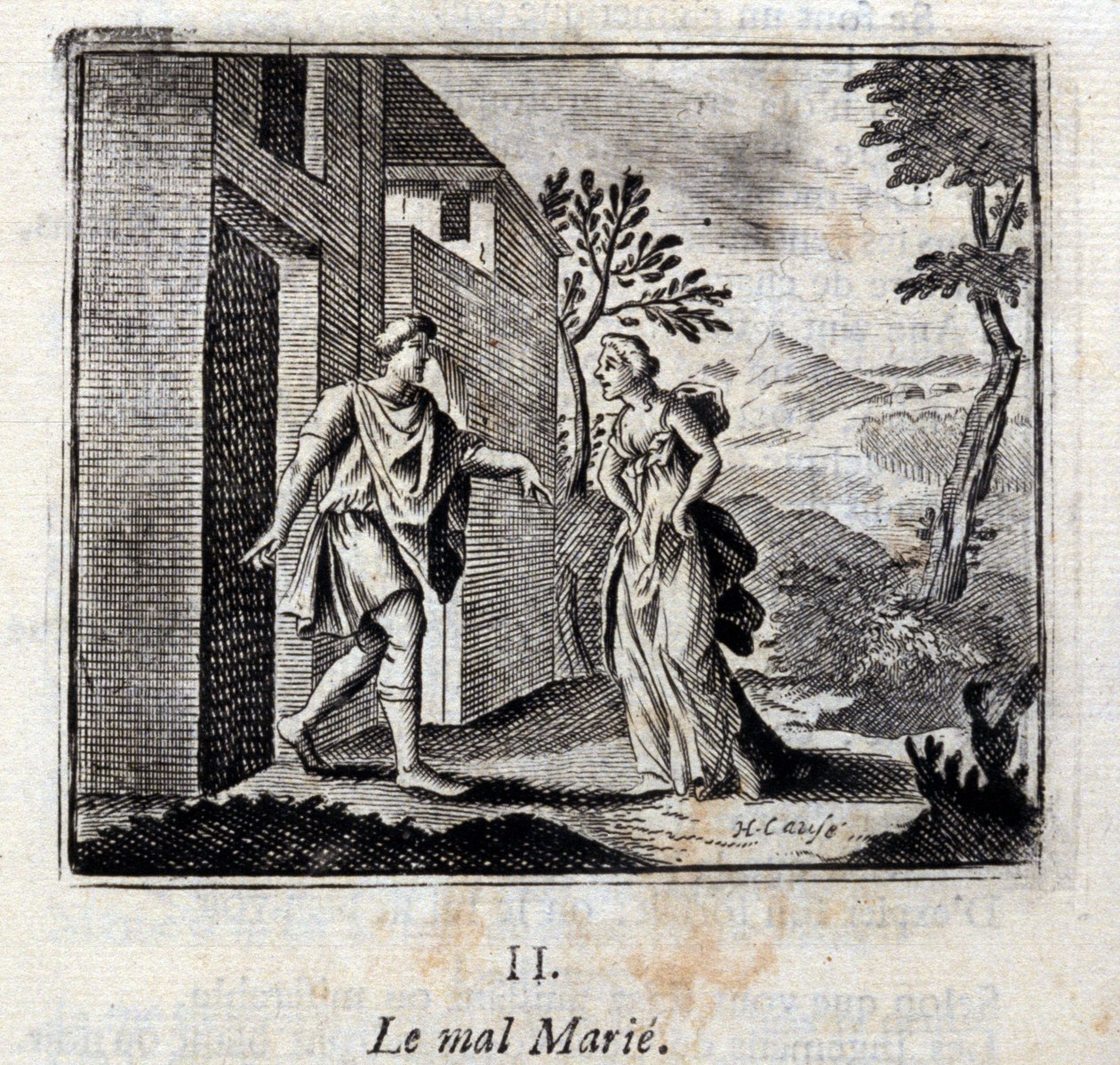 Ondskan gifter sig. Fabler av Jean de La Fontaine (1621-95). Illustration av François Chauveau (1613-1676). Upplaga från 1728. av Francois Chauveau