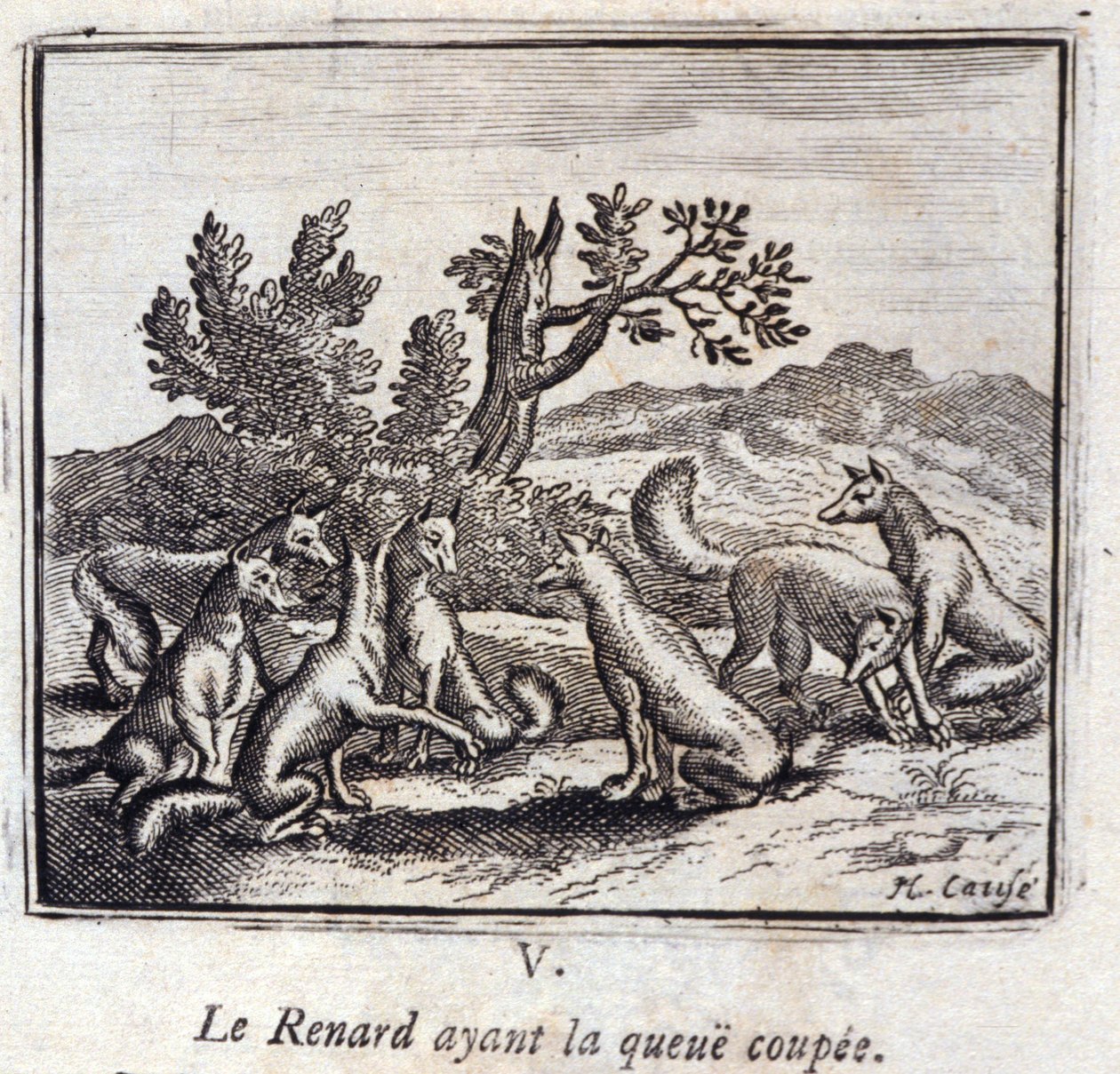 Illustration från "Fables of Jean de la Fontaine" (litho) av Francois Chauveau