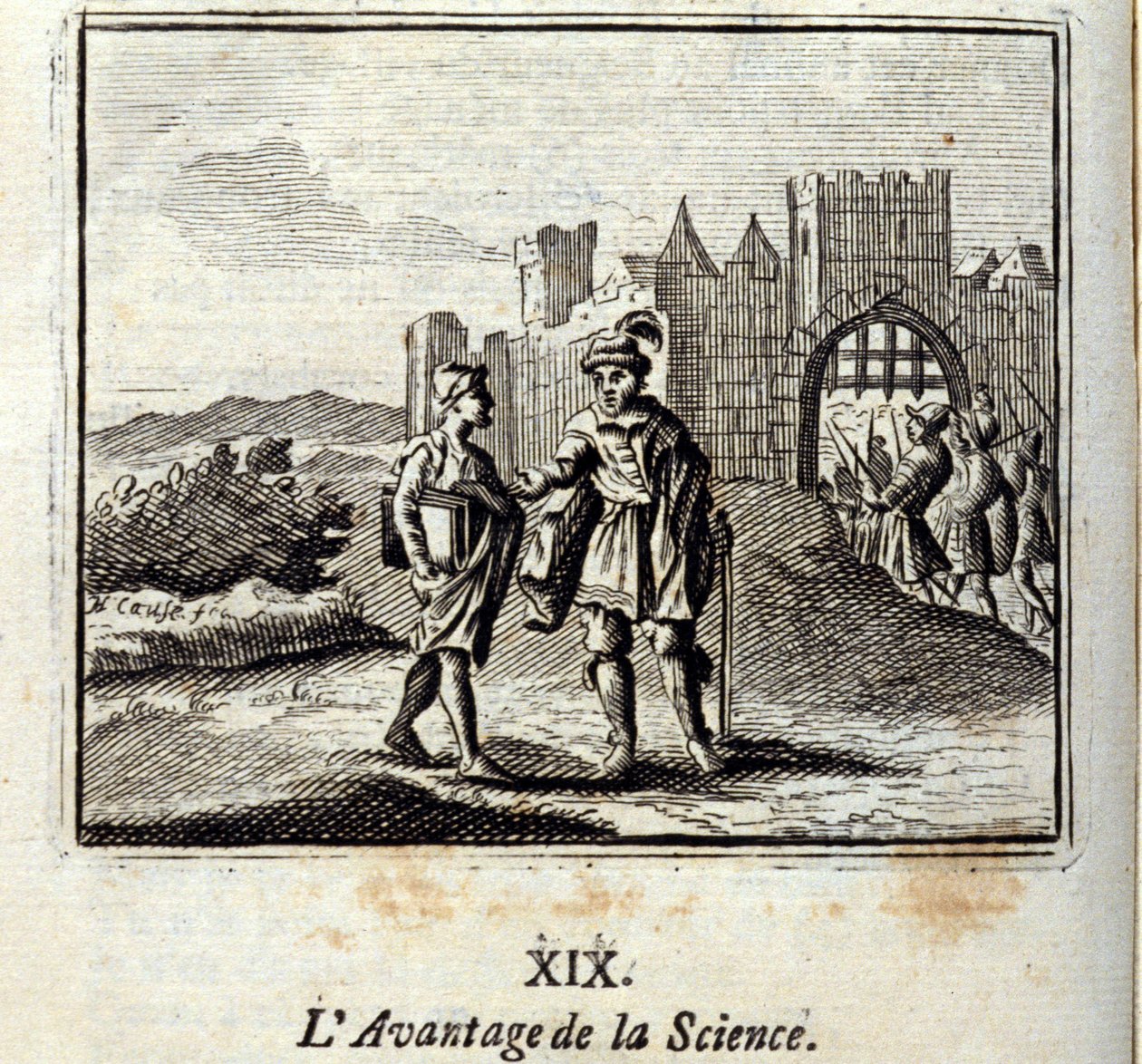 The Advantage of Science.Fables av Jean de La Fontaine (1621-95). Illustration av Francois Chauveau (1613-1676). Upplaga av 1728. av Francois Chauveau